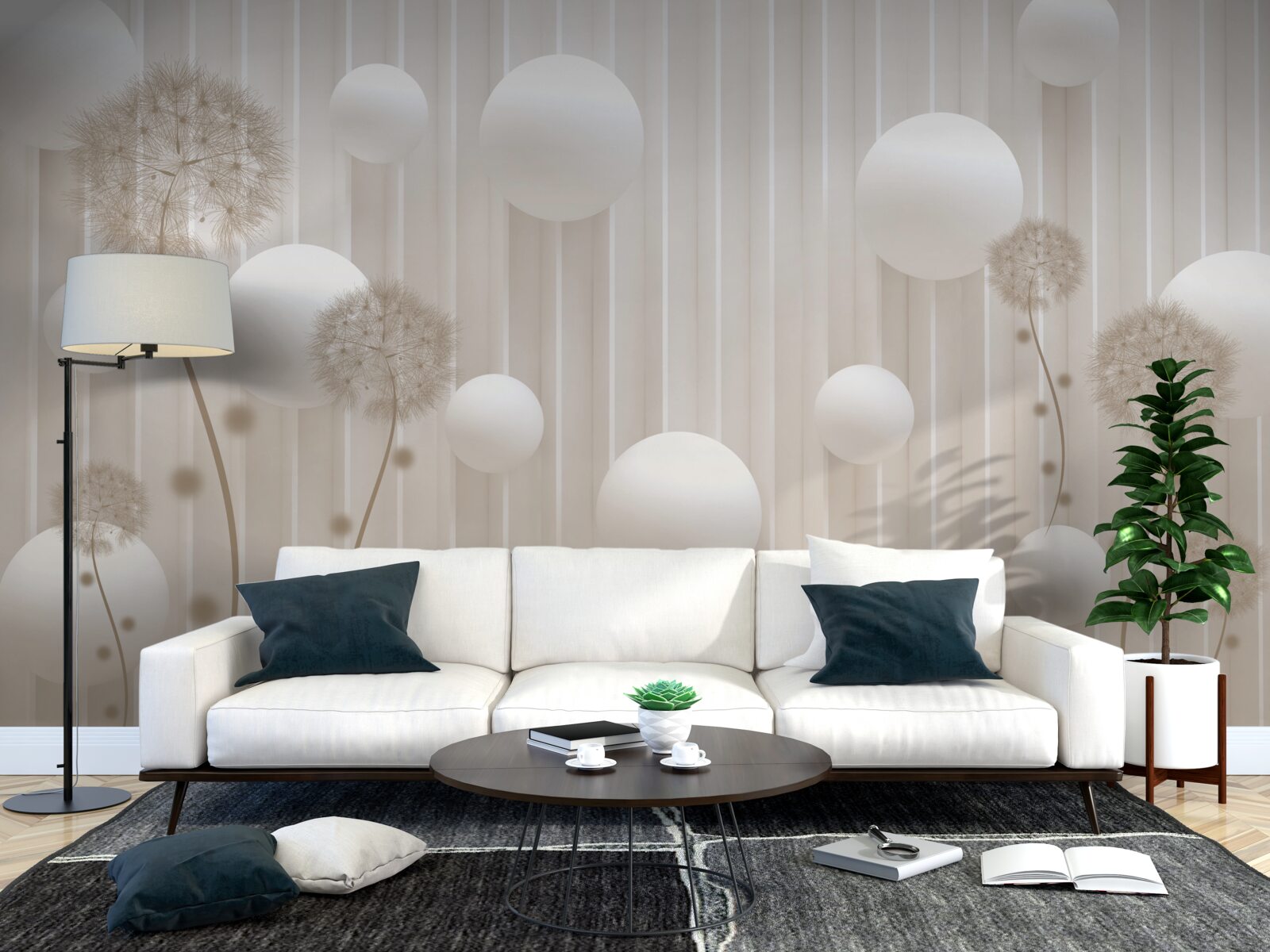 Fototapeta guličky a púpavy v odtieňoch svetloružovej