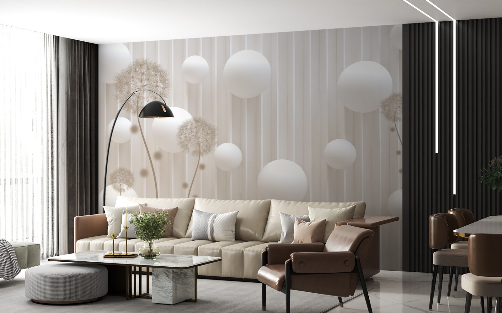 Fototapeta guličky a púpavy v odtieňoch svetloružovej