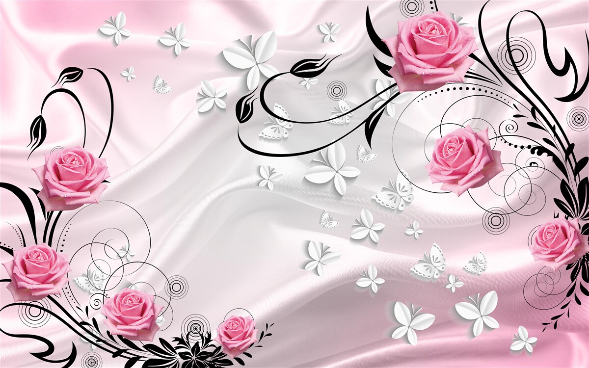 Fototapeta ružové ruže na pozadí snehobieleho hodvábu