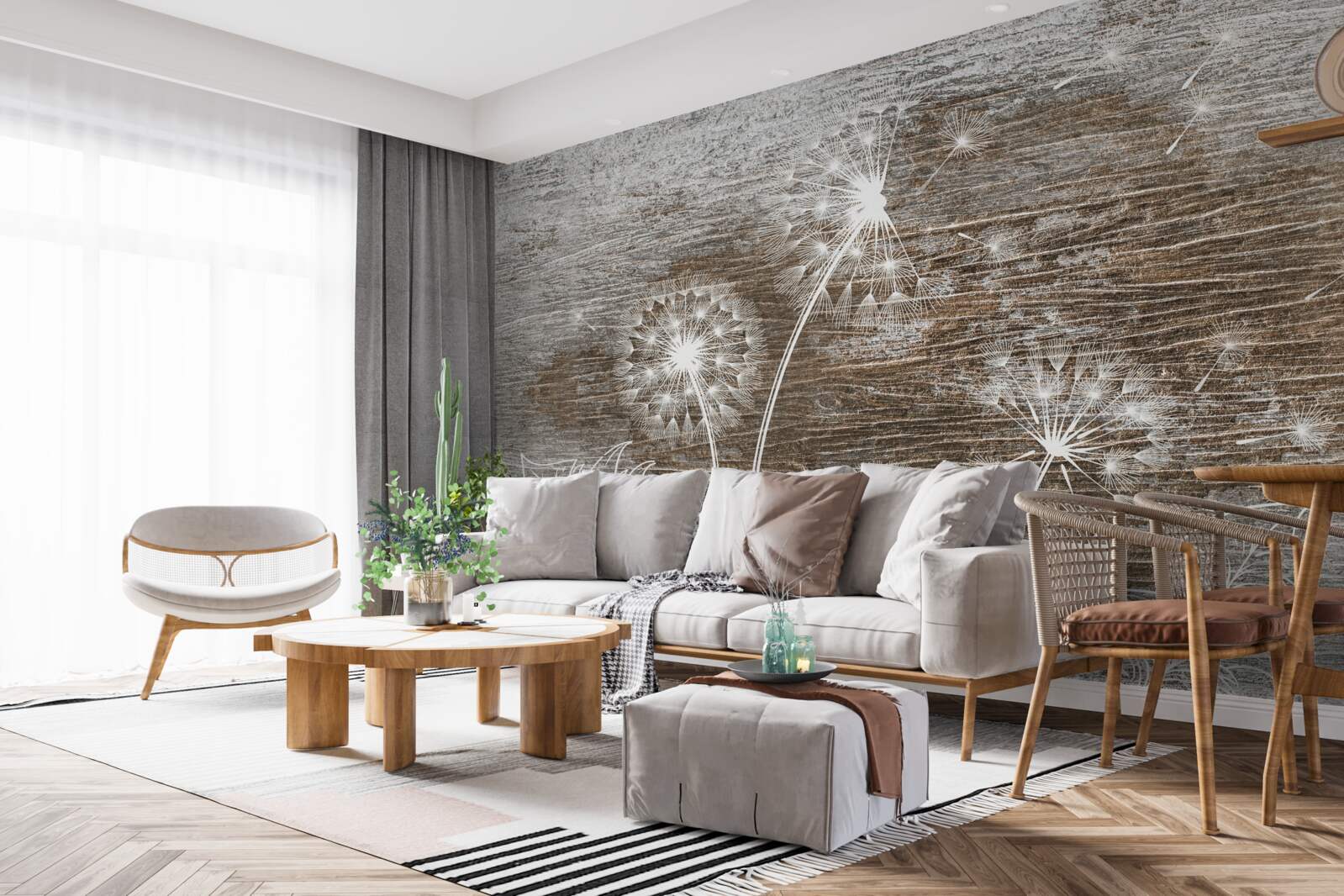 Fototapeta púpavy, biele ako sneh, na strome