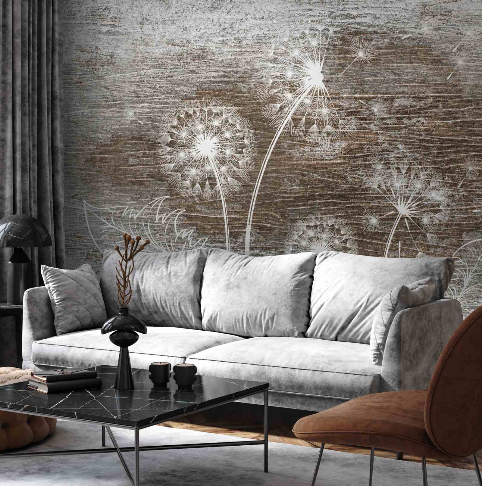 Fototapeta púpavy, biele ako sneh, na strome