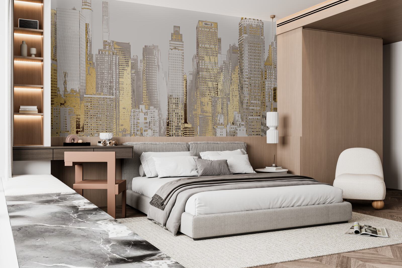 Fototapeta zlatá panoráma mrakodrapov