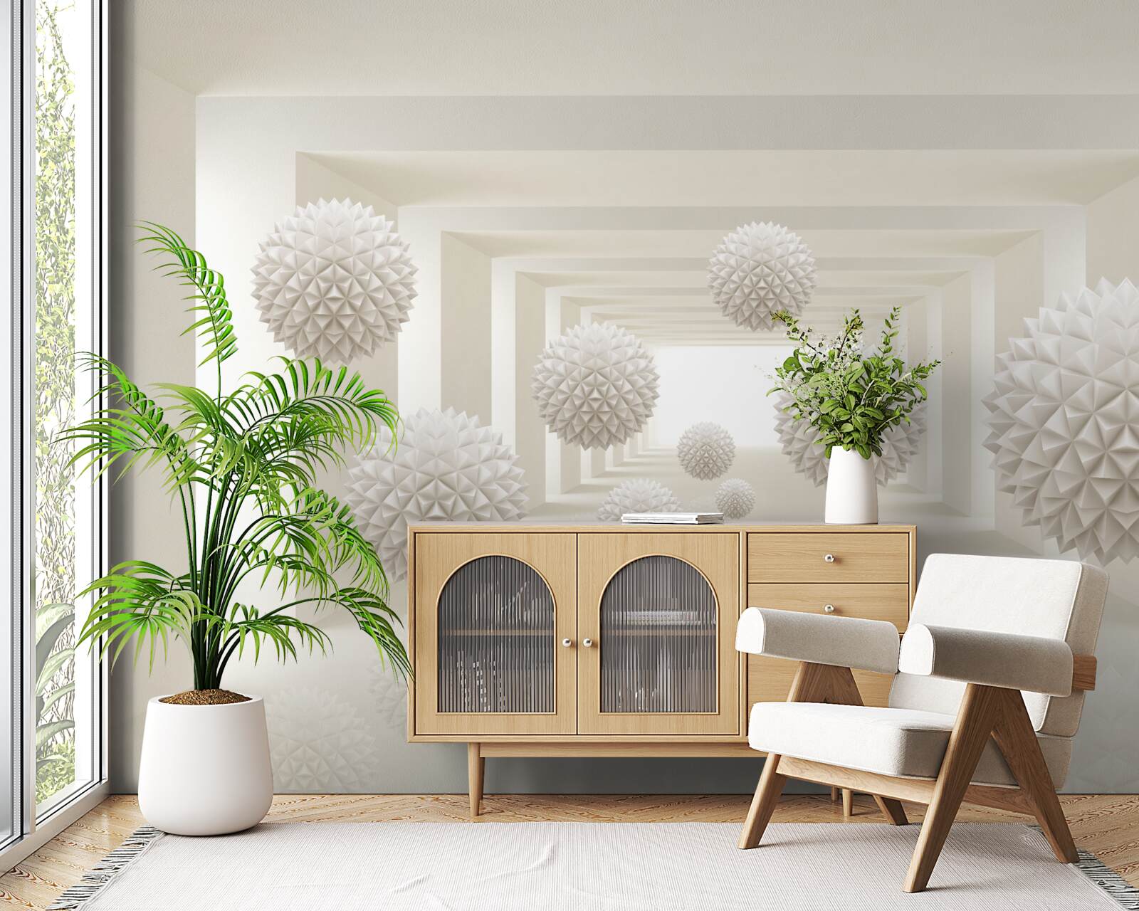 Fototapeta podzemná chodba s ostnatými guľami