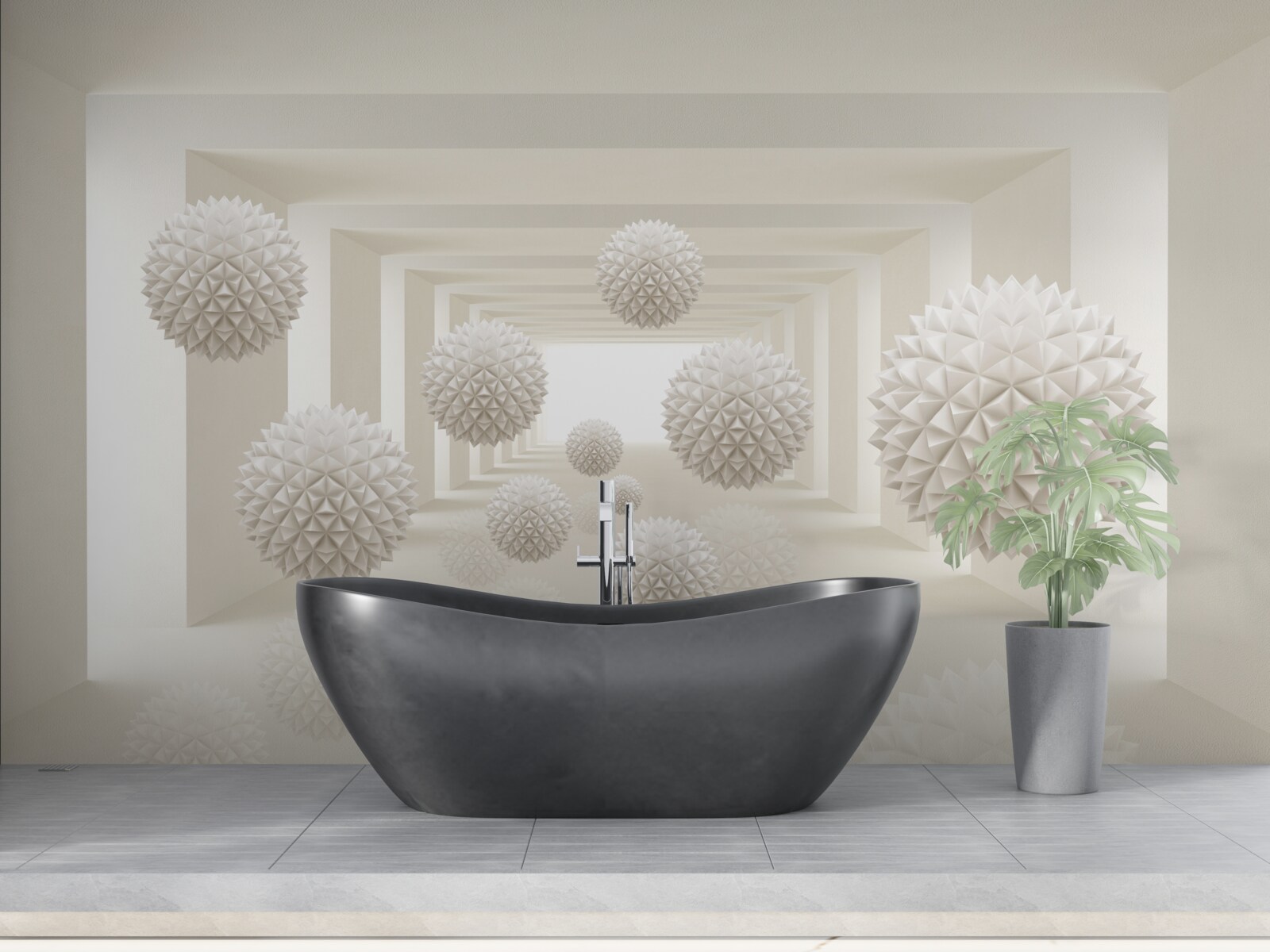 Fototapeta podzemná chodba s ostnatými guľami