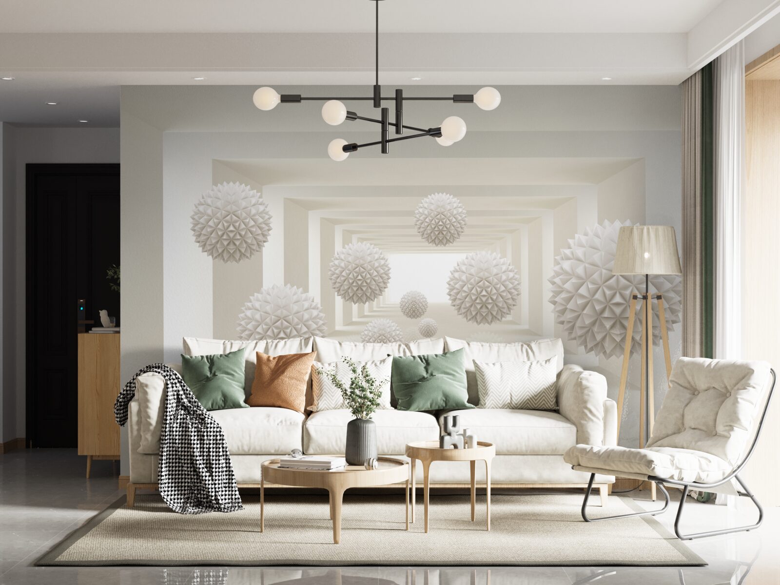 Fototapeta podzemná chodba s ostnatými guľami