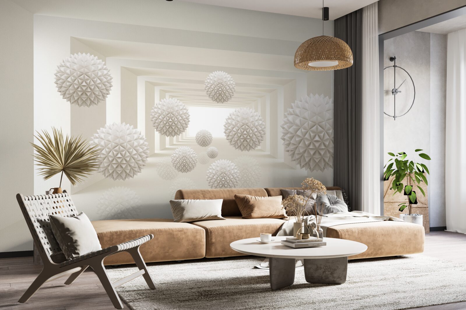 Fototapeta podzemná chodba s ostnatými guľami