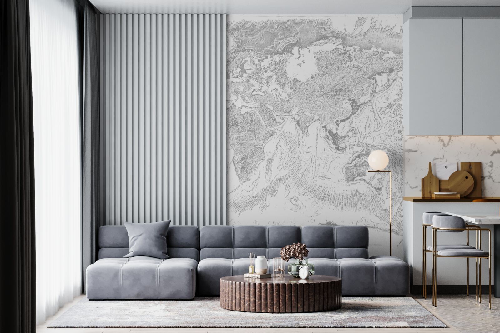 Fototapeta západ slnka nad horskou abstrakciou a lesom