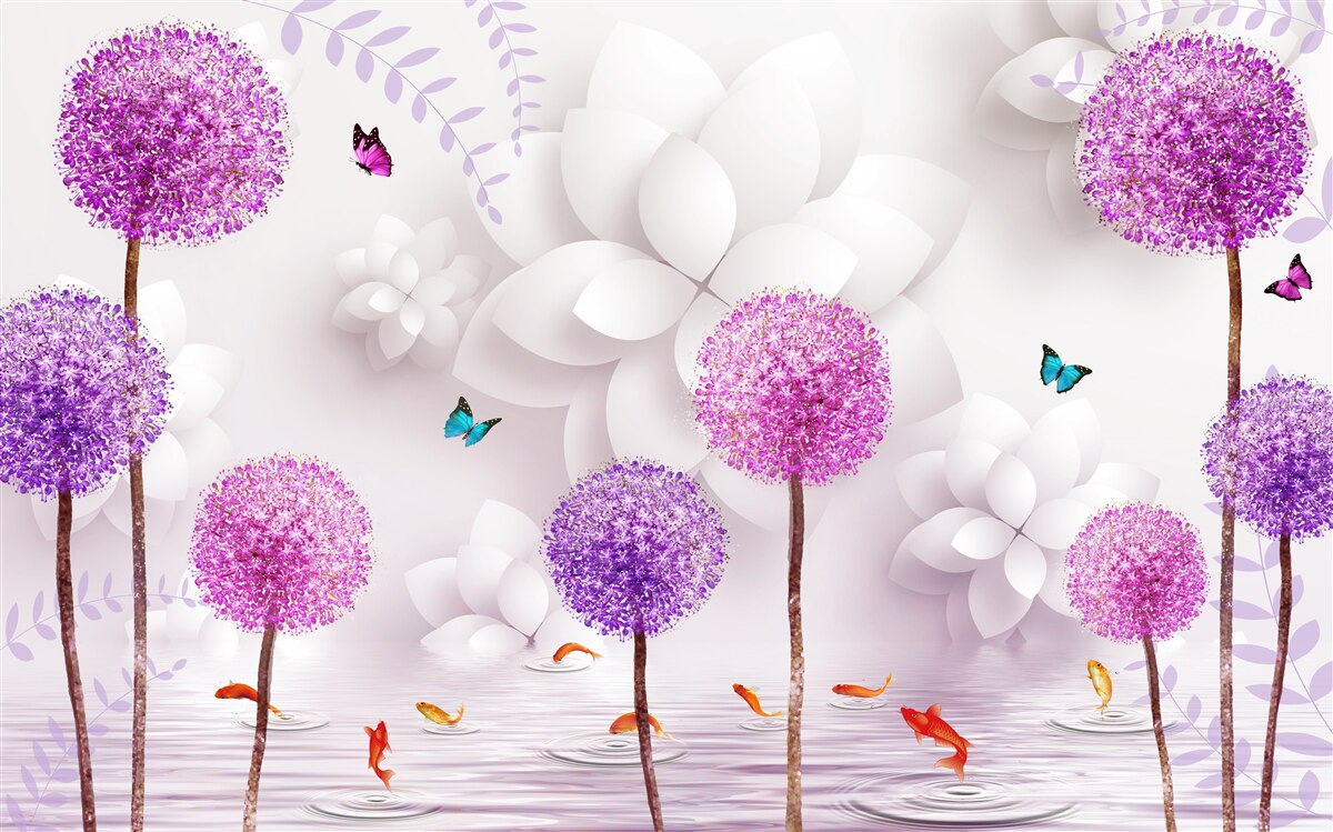 Fototapeta fialové púpavy plávajúce na vodnej hladine