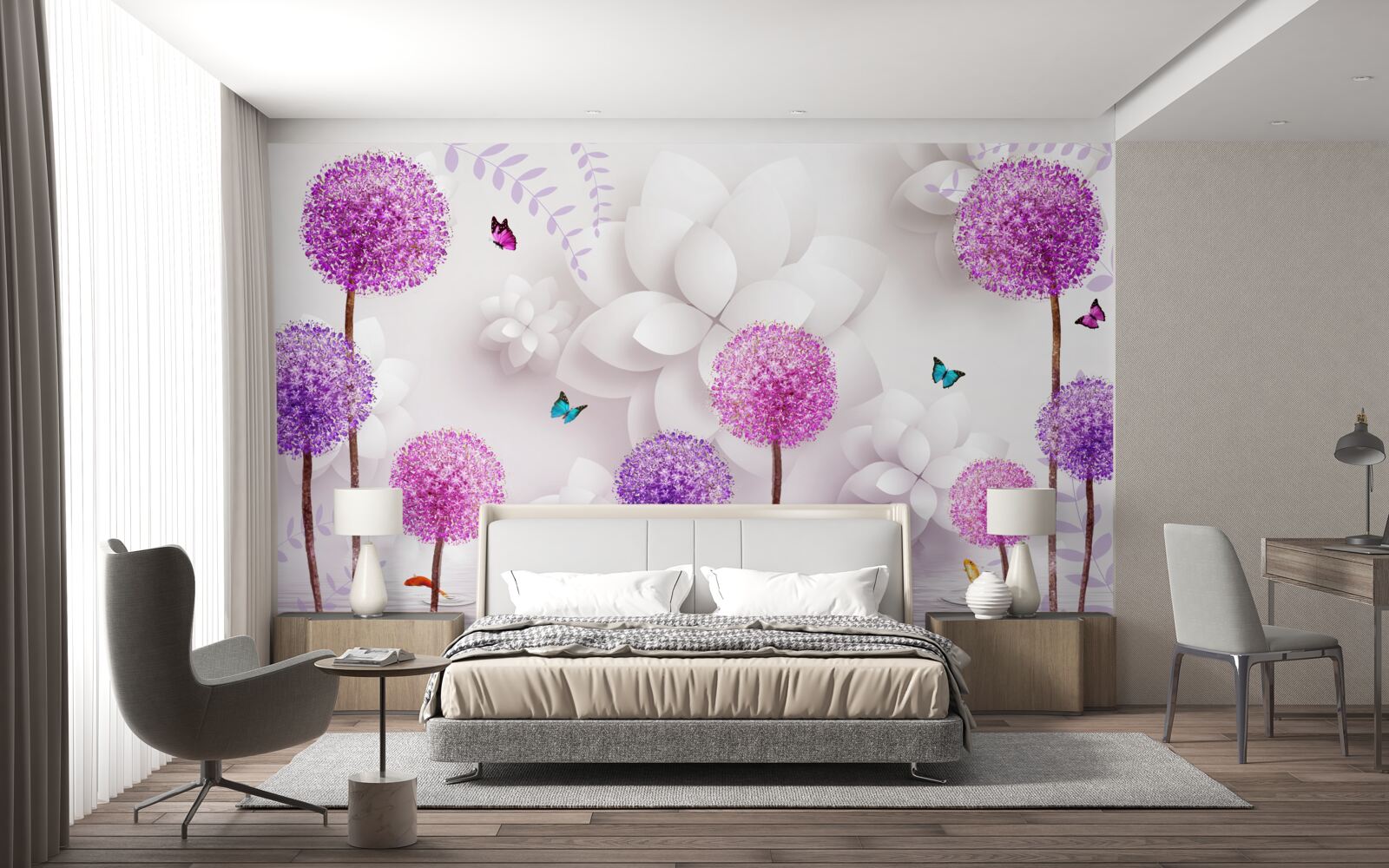 Fototapeta fialové púpavy plávajúce na vodnej hladine