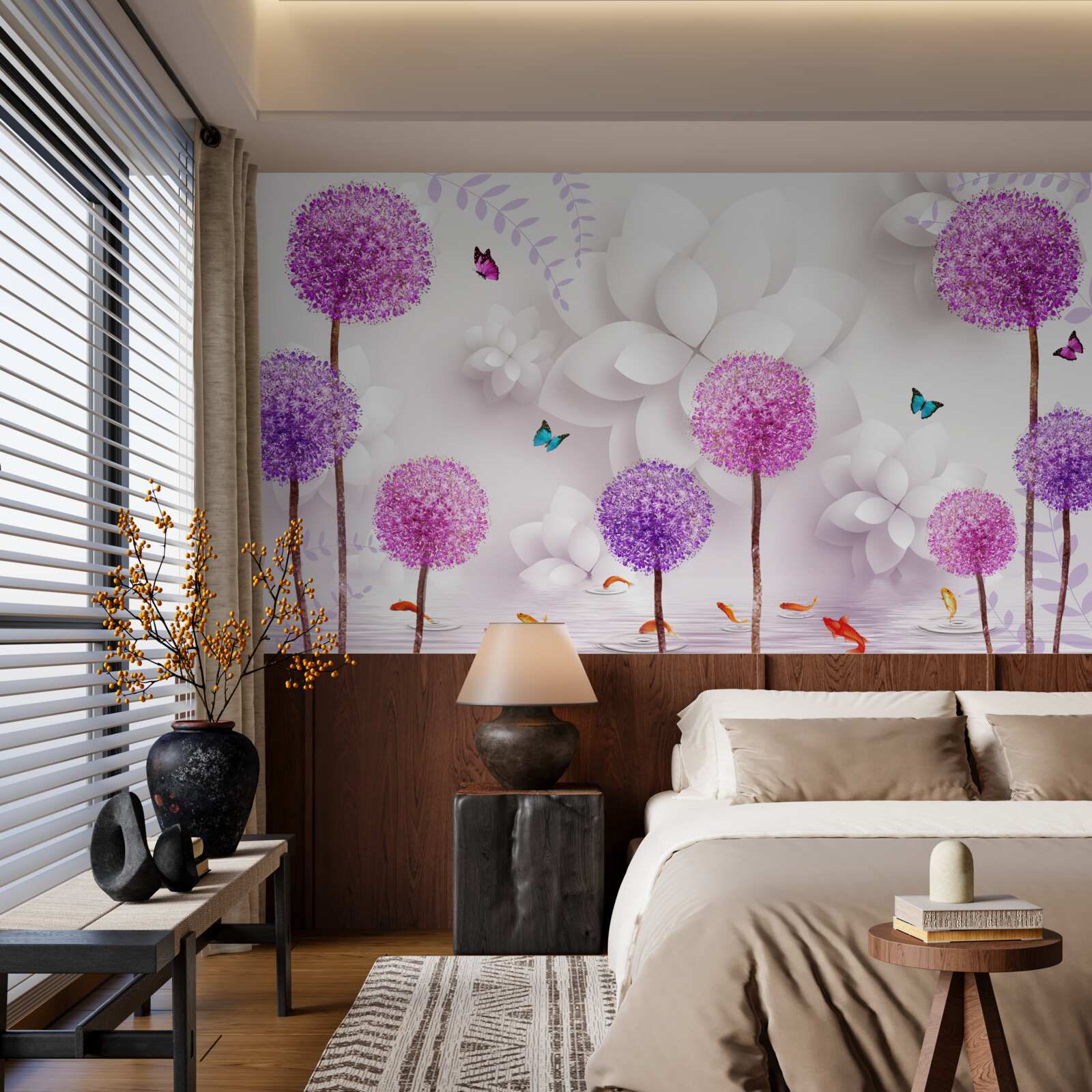 Fototapeta fialové púpavy plávajúce na vodnej hladine