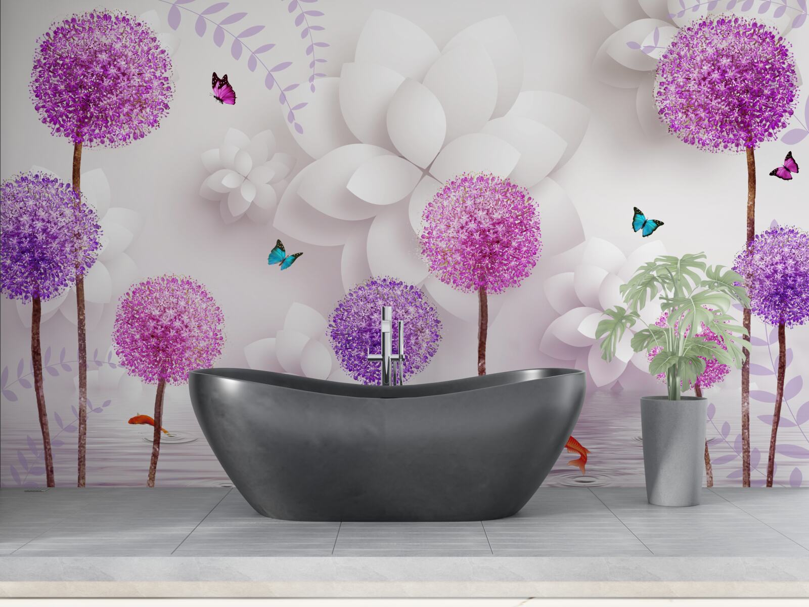 Fototapeta fialové púpavy plávajúce na vodnej hladine