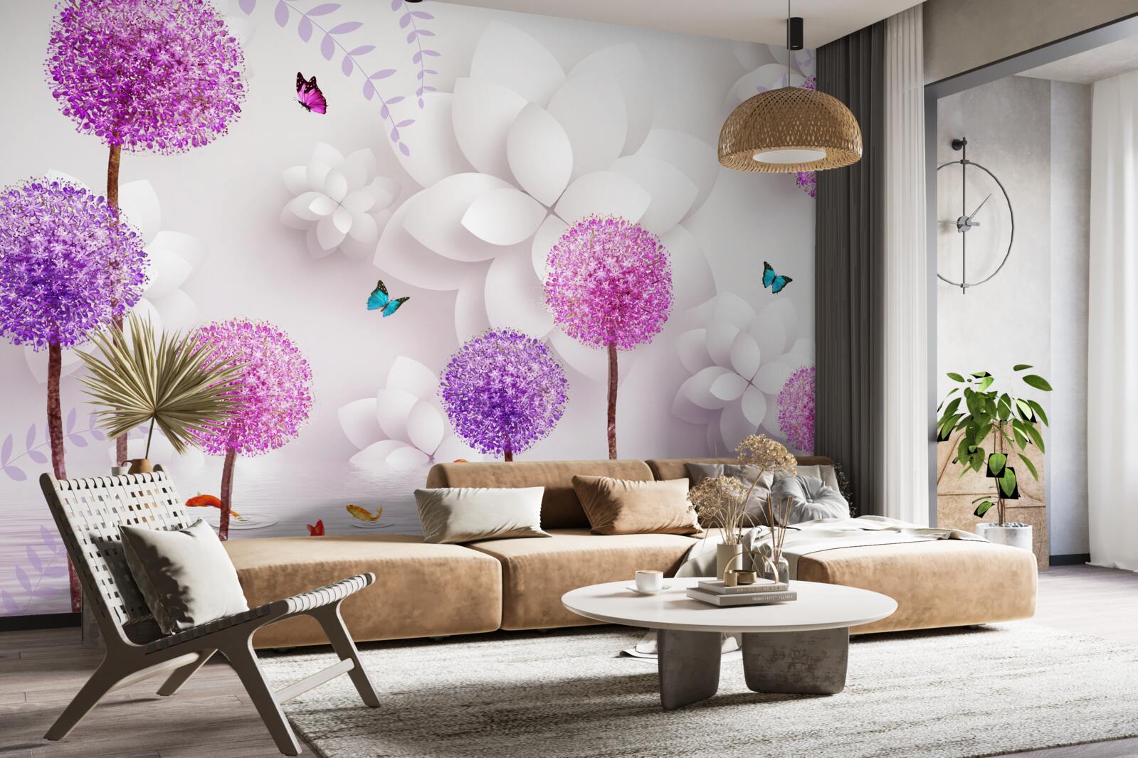 Fototapeta fialové púpavy plávajúce na vodnej hladine