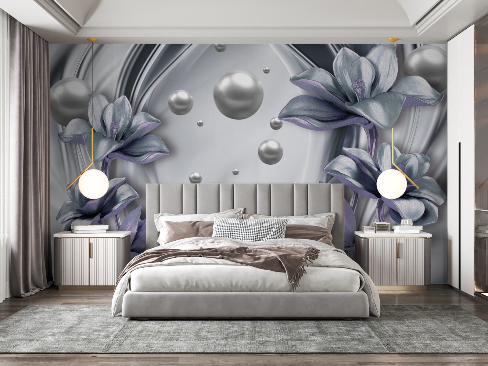 Fototapeta odraz perál a kvetov vo vode