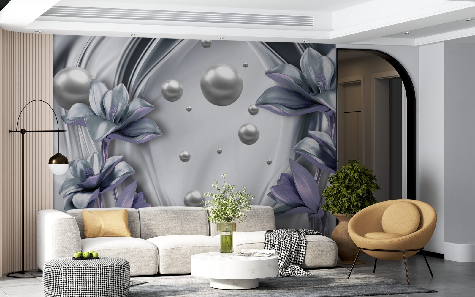 Fototapeta odraz perál a kvetov vo vode