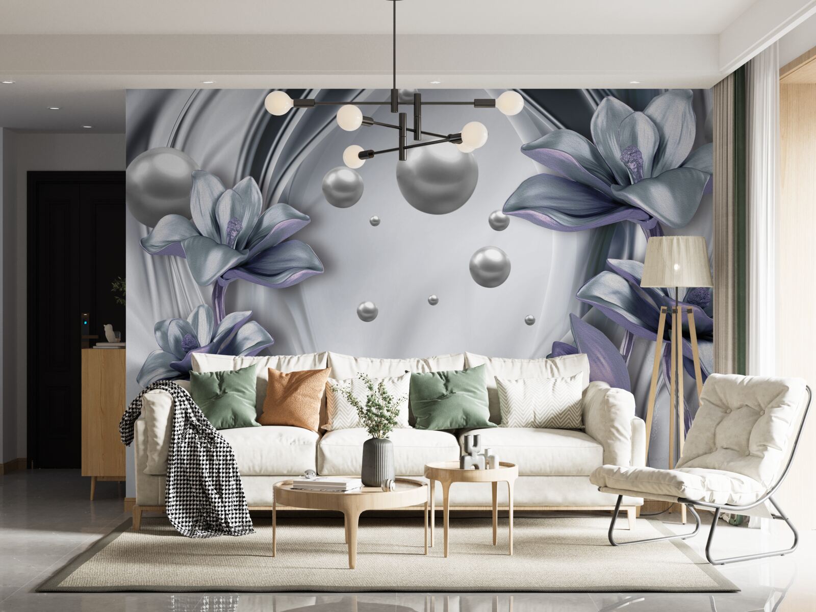 Fototapeta odraz perál a kvetov vo vode