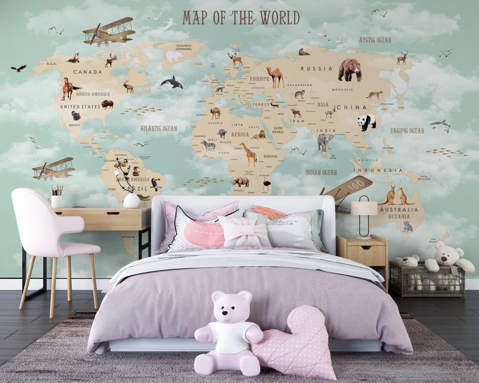 Fototapeta fauna v geografickom atlase