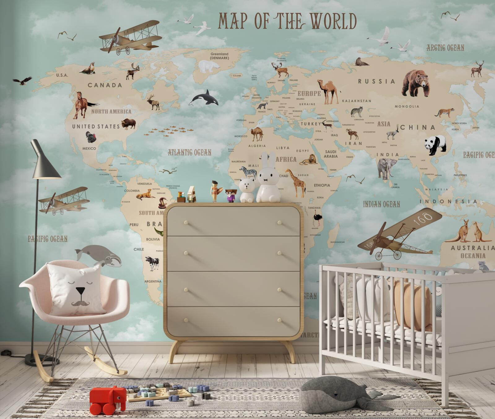 Fototapeta fauna v geografickom atlase