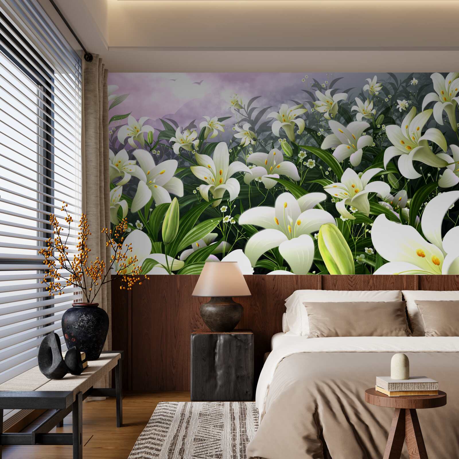 Fototapeta snehovo biely koberec z ľalií