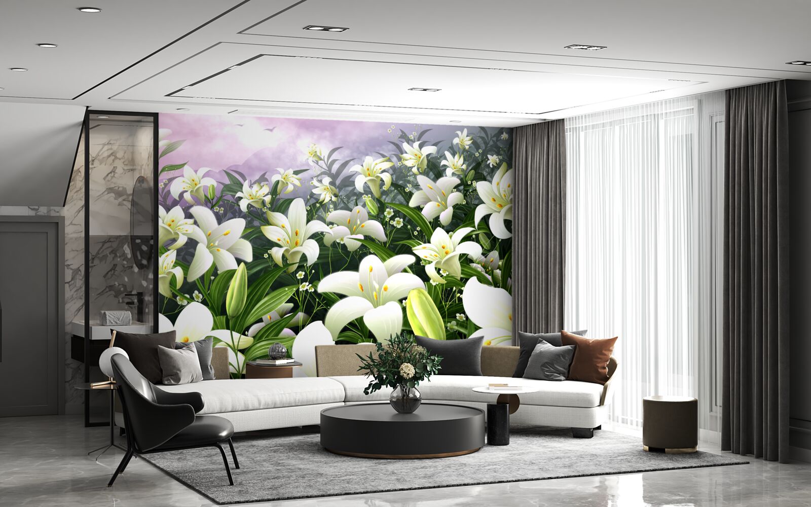 Fototapeta snehovo biely koberec z ľalií