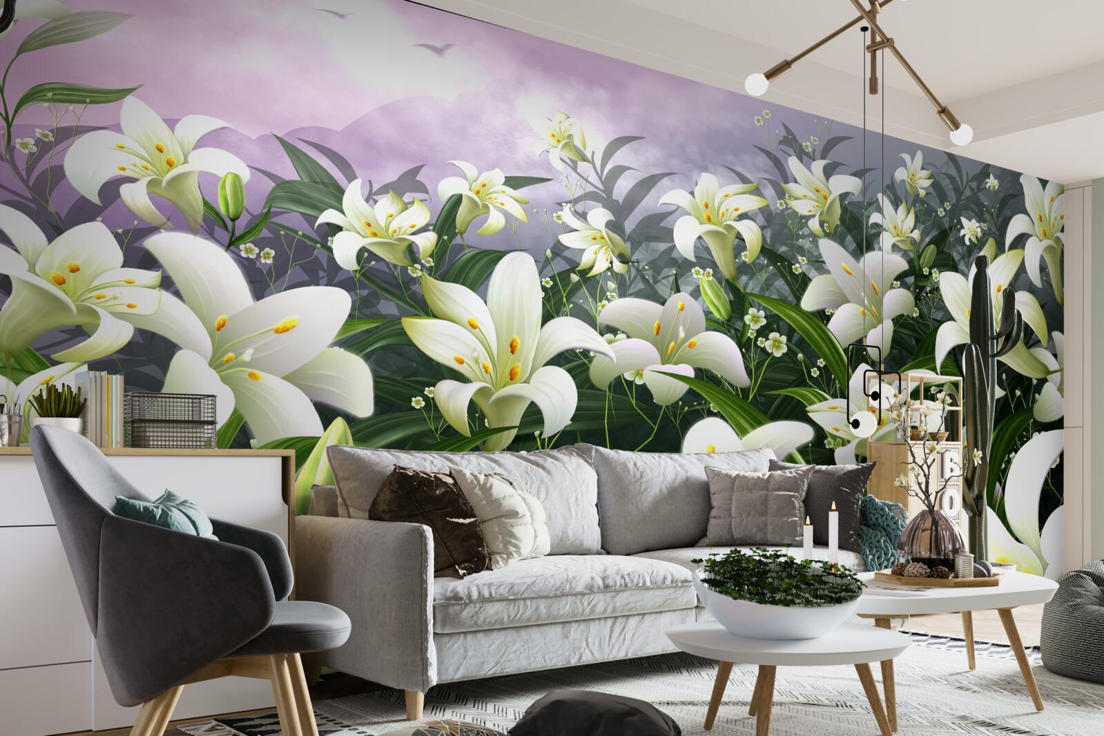 Fototapeta snehovo biely koberec z ľalií