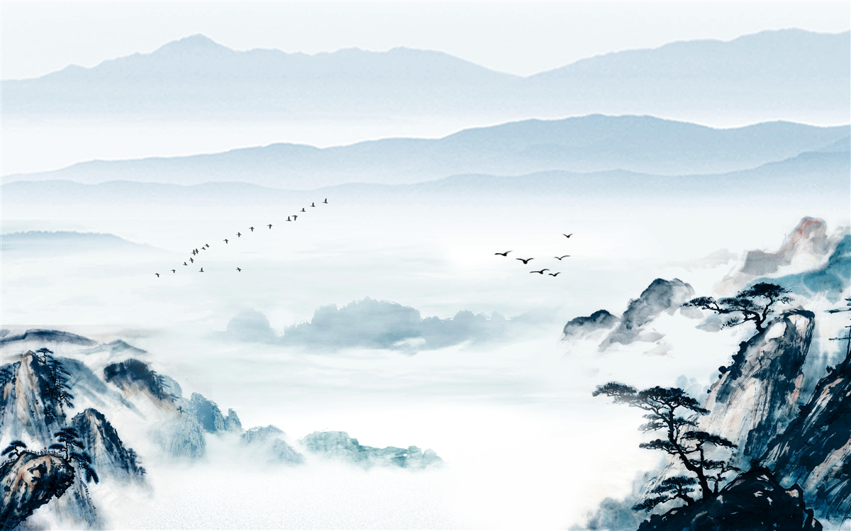 Fototapeta vrcholky hôr sú zahalené v hmle