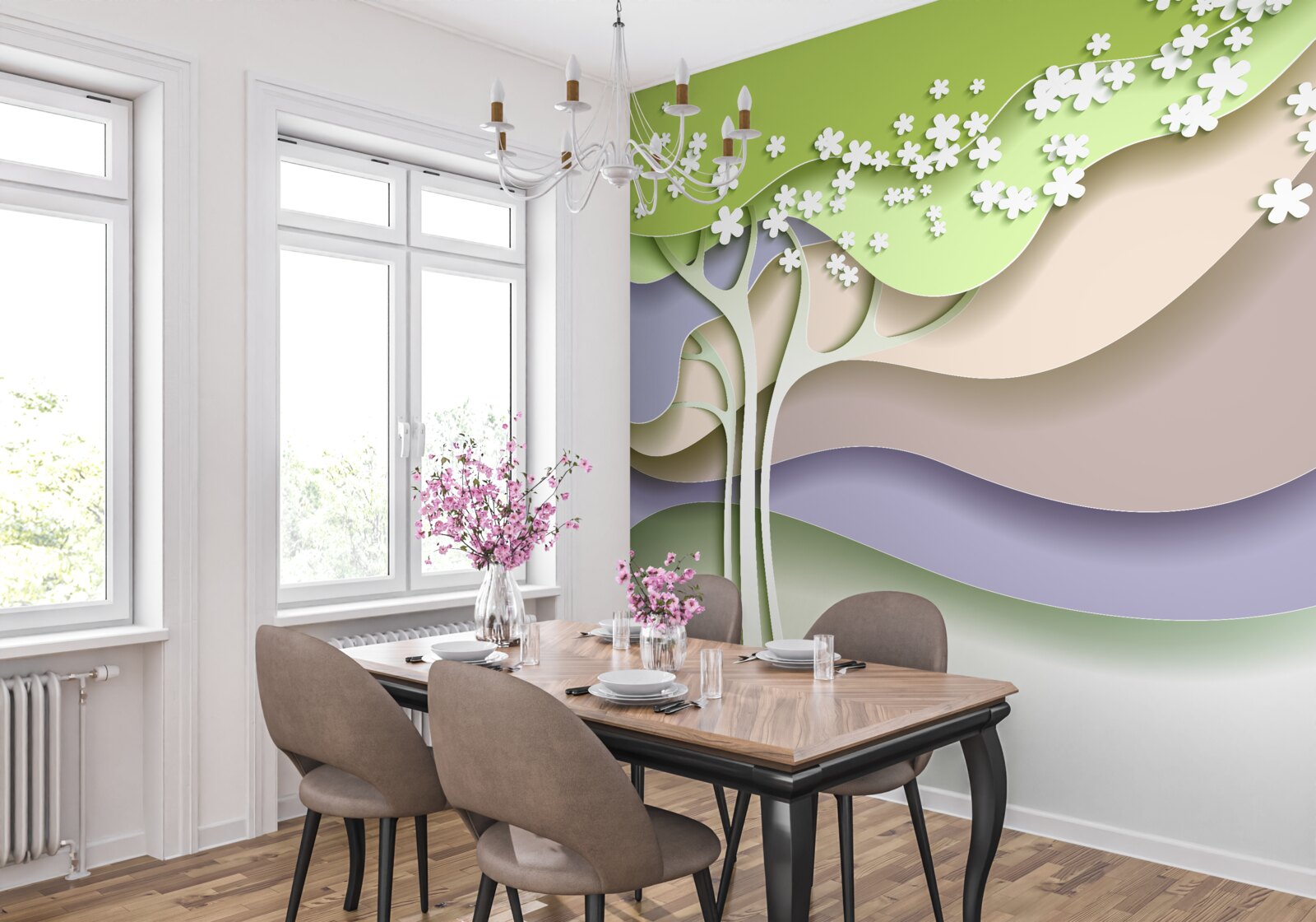 Fototapeta abstrakcia kvitnúceho stromu s listami