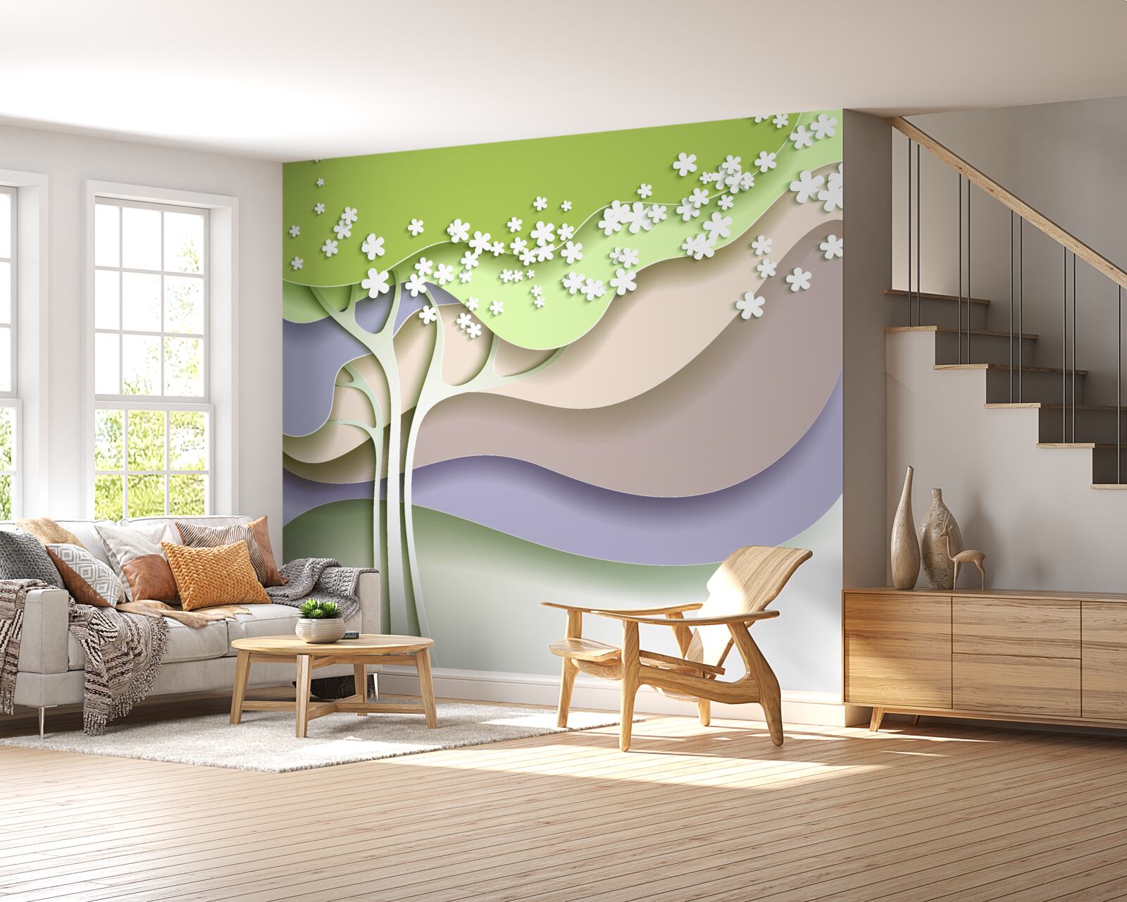 Fototapeta abstrakcia kvitnúceho stromu s listami