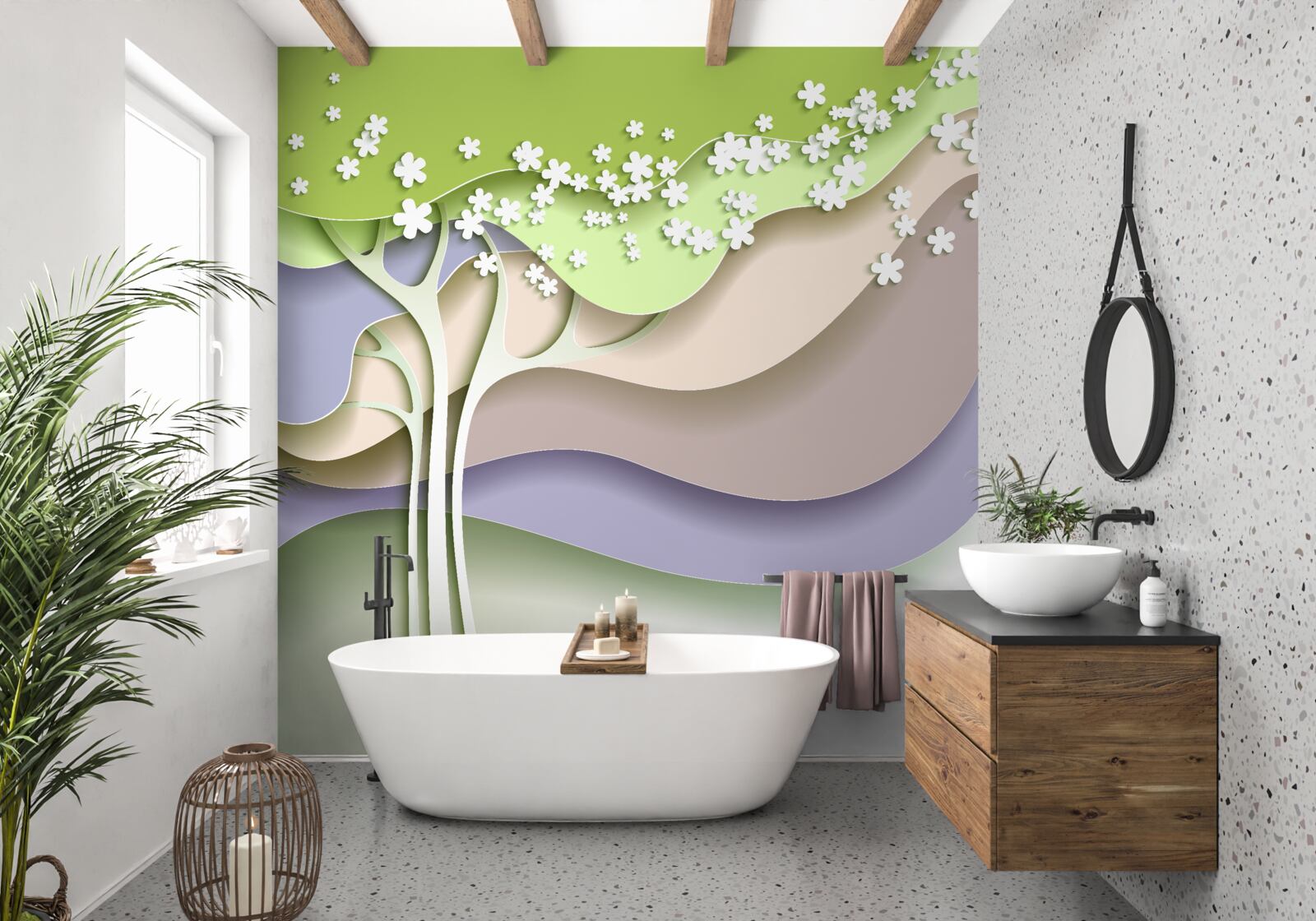 Fototapeta abstrakcia kvitnúceho stromu s listami