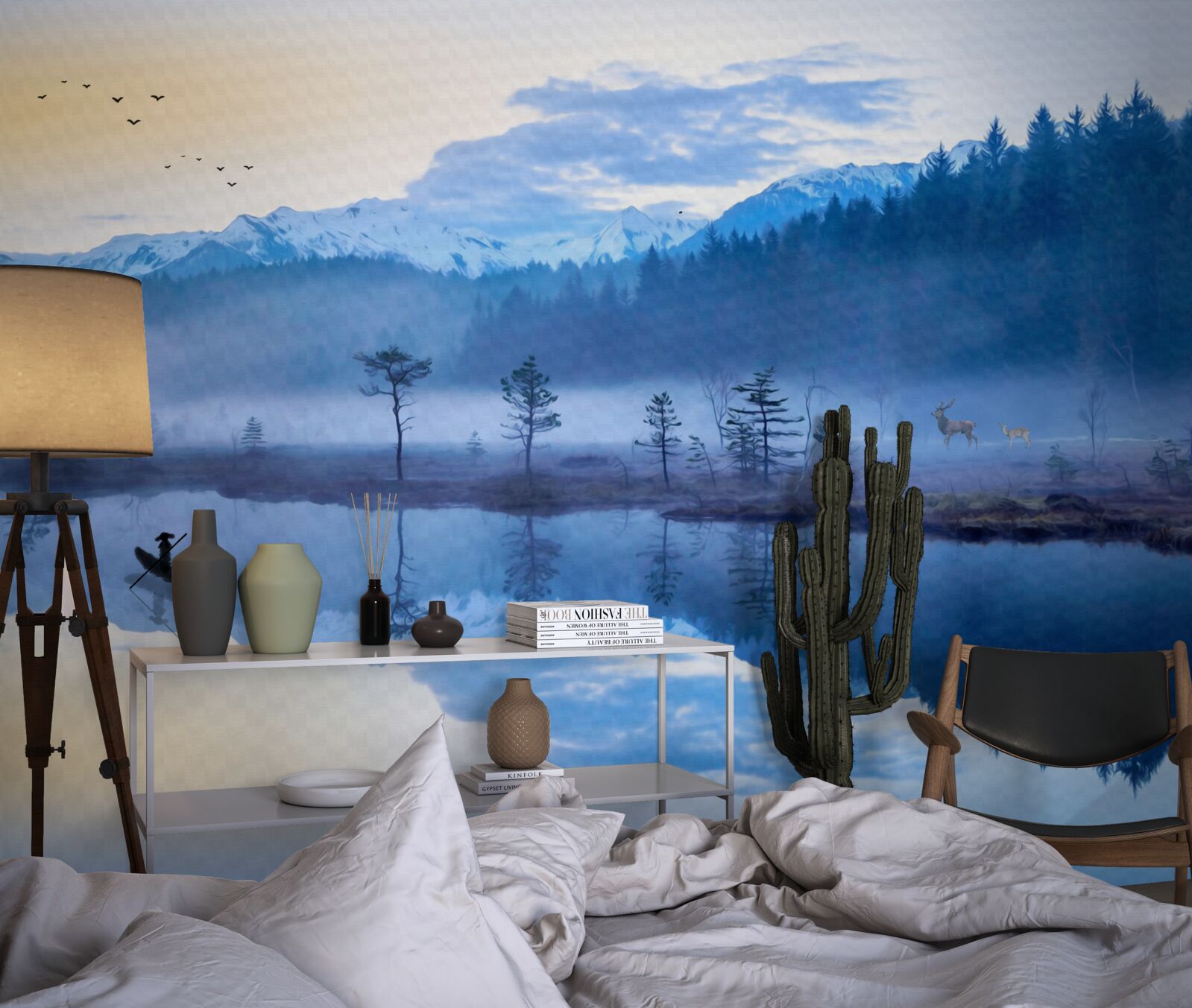 Fototapeta obraz smrekového lesa vo vodnom zrkadle