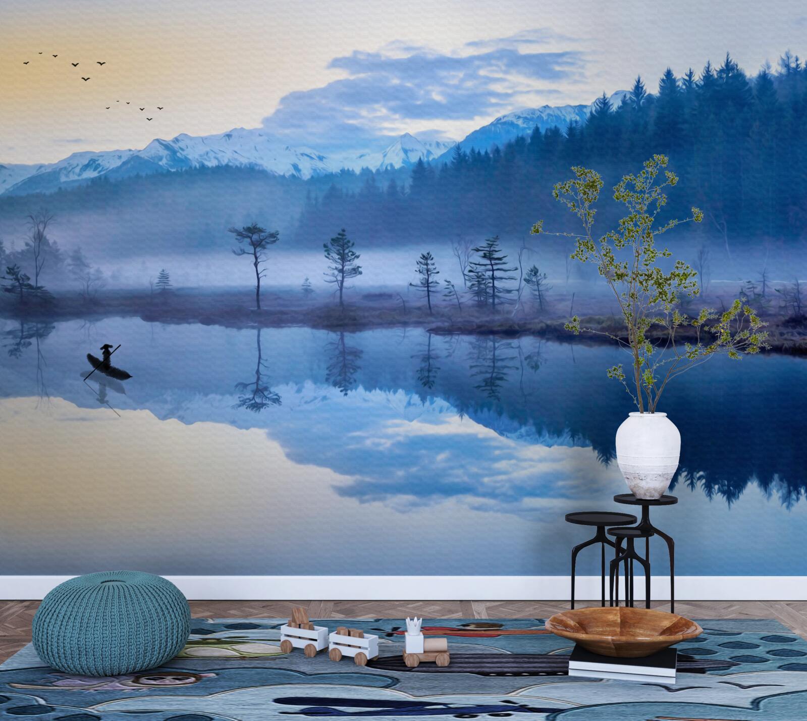 Fototapeta obraz smrekového lesa vo vodnom zrkadle