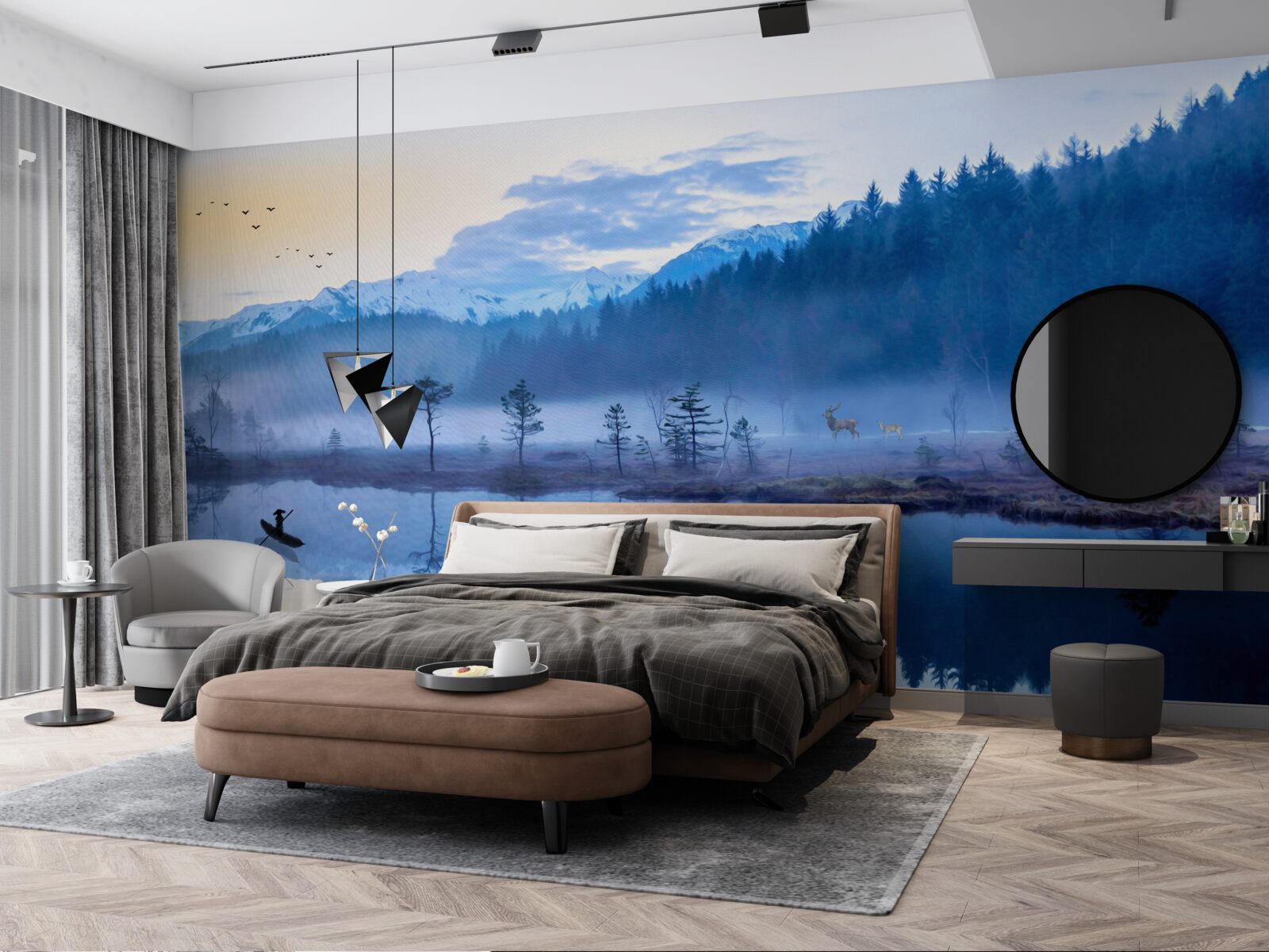 Fototapeta obraz smrekového lesa vo vodnom zrkadle