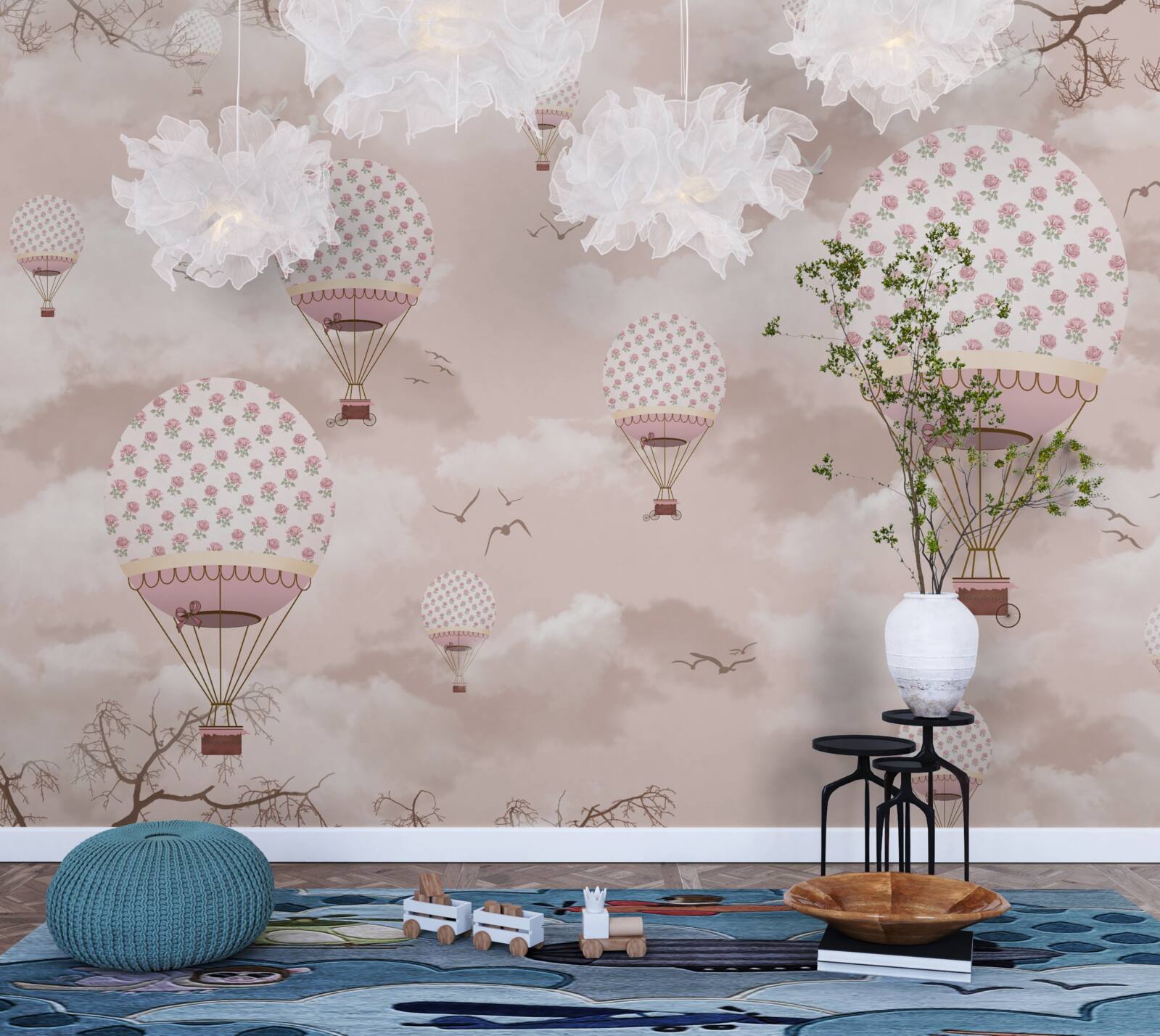 Fototapeta ružovú oblohu zdobia balóny