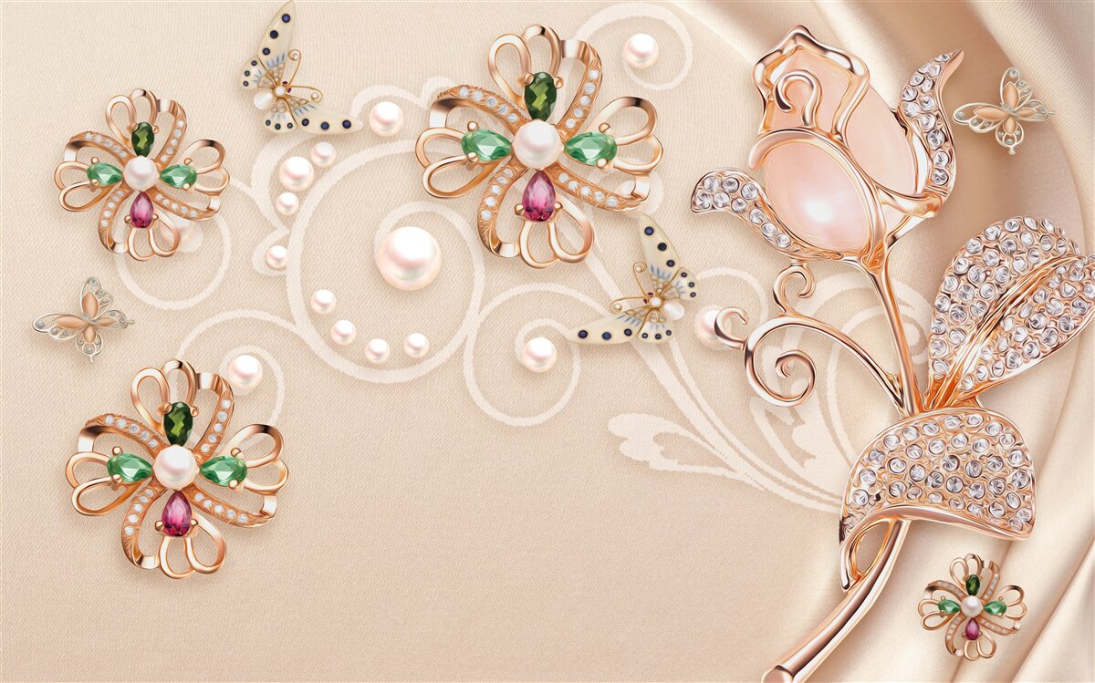 Fototapeta drahé kamene v podobe kvetov a listov