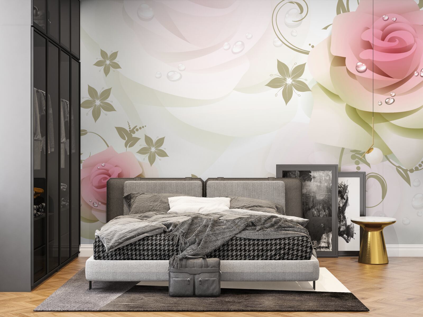 Fototapeta tenké ružové púčiky s perleťovými kvapkami