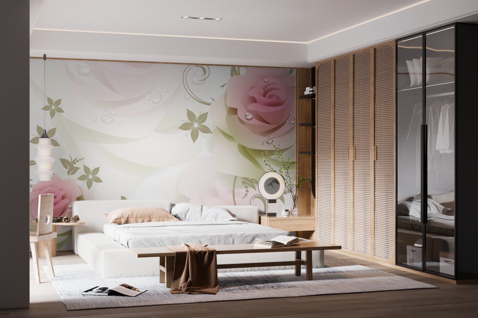 Fototapeta tenké ružové púčiky s perleťovými kvapkami