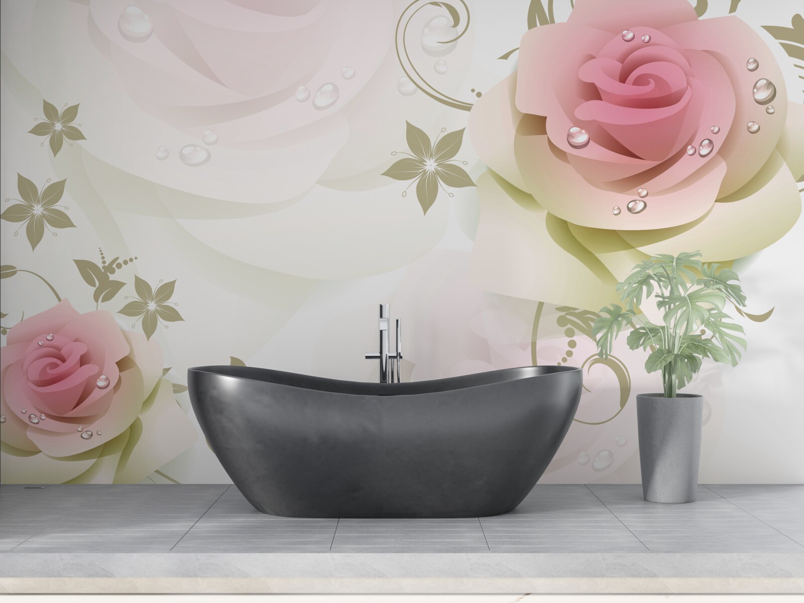 Fototapeta tenké ružové púčiky s perleťovými kvapkami