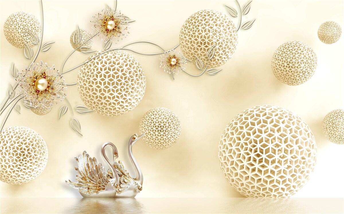 Fototapeta Labute vznášajúce sa na oblohe a kvety rednúce ako hnedé