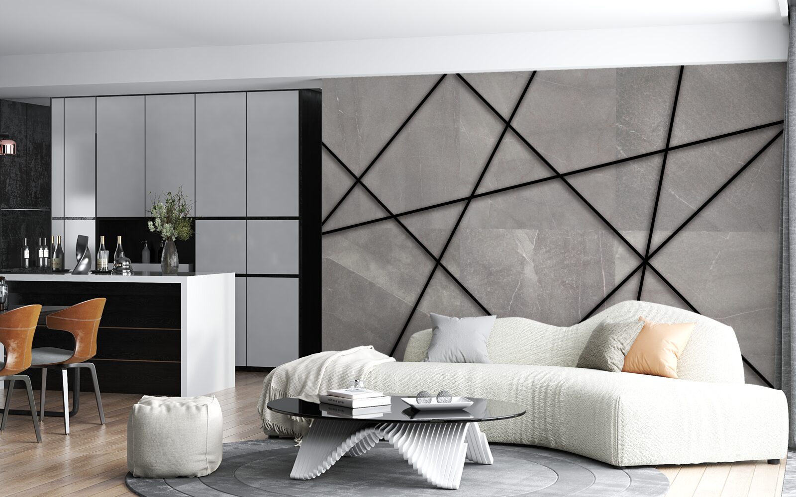 Fototapeta čierne obrysy na sivom pozadí