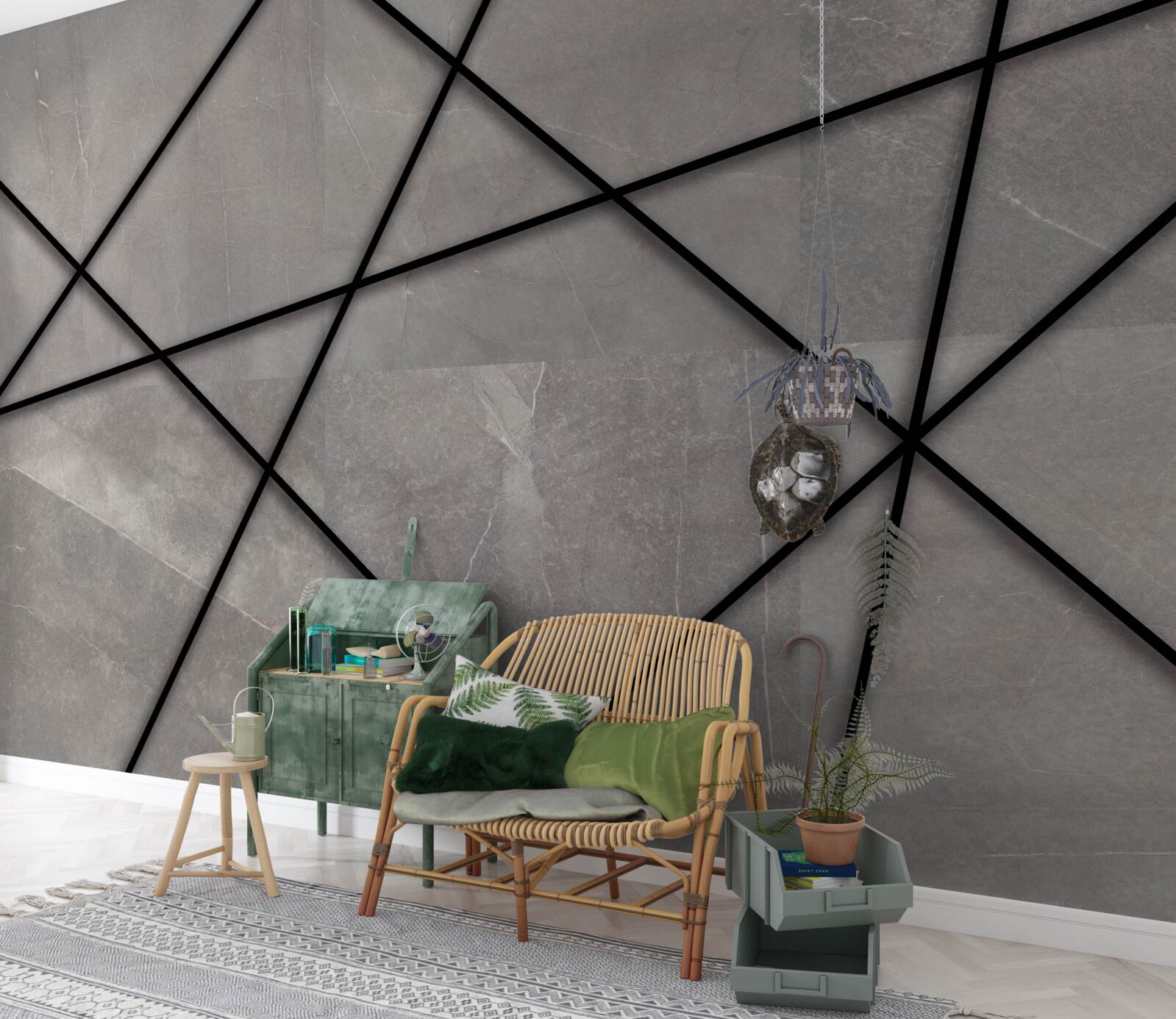 Fototapeta čierne obrysy na sivom pozadí