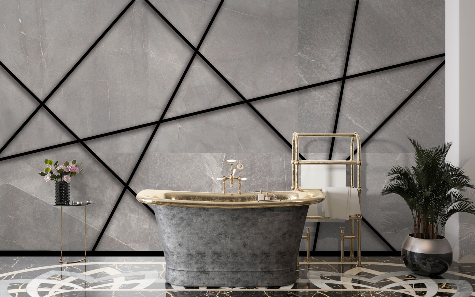 Fototapeta čierne obrysy na sivom pozadí