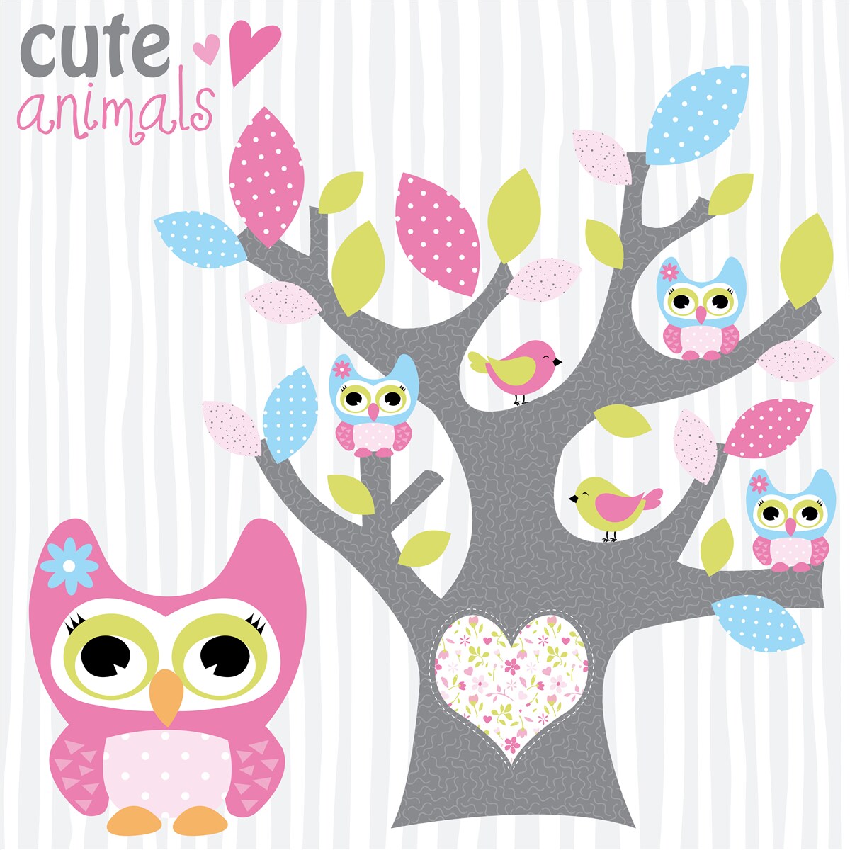 Fototapeta sovy mláďatá na konároch