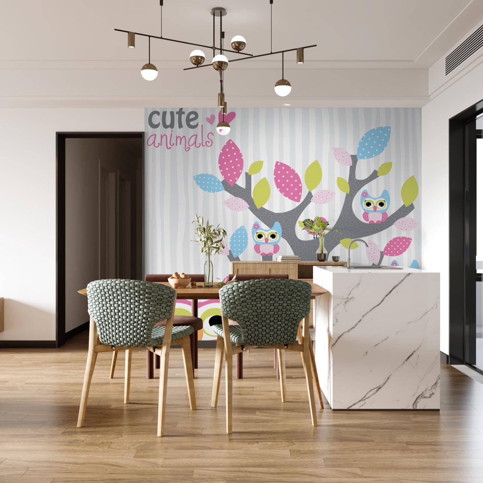 Fototapeta sovy mláďatá na konároch