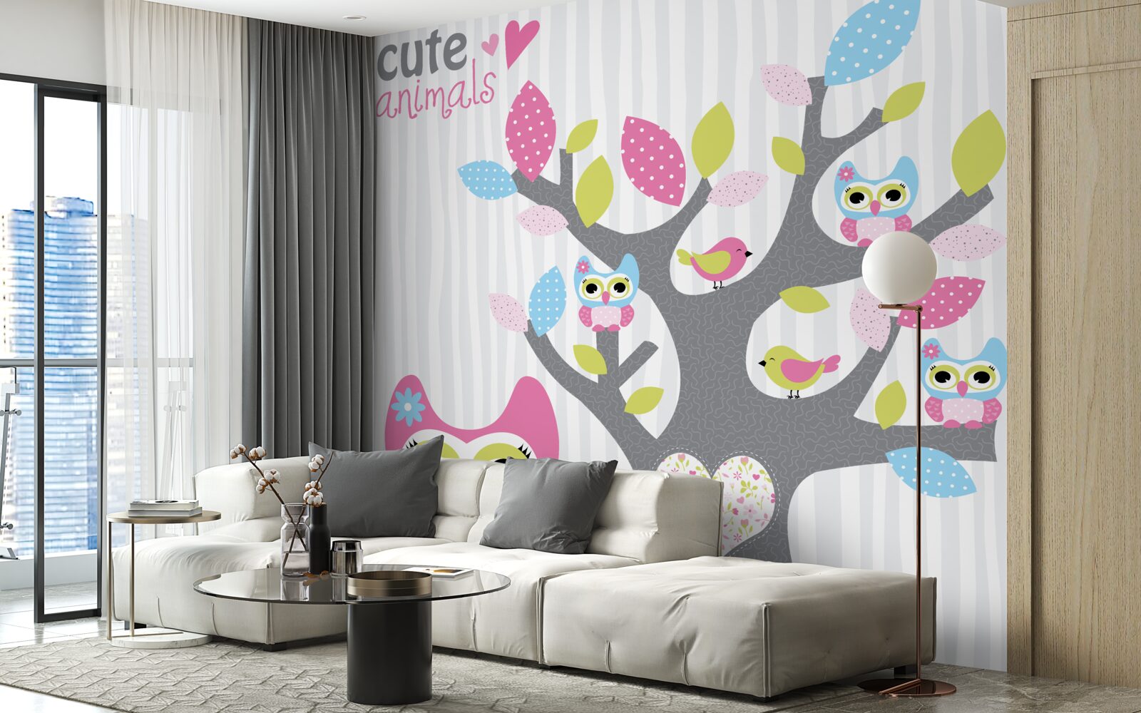 Fototapeta sovy mláďatá na konároch