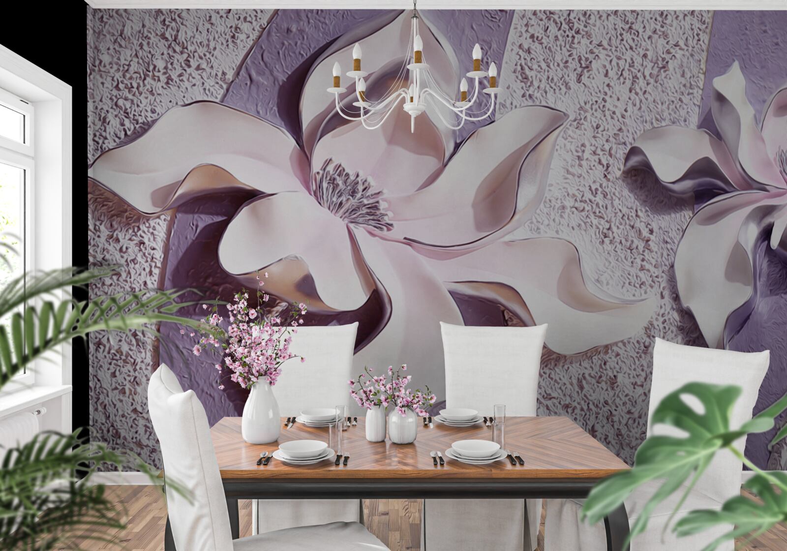 Fototapeta porcelánovo biela ľalia zdobená kamienkami