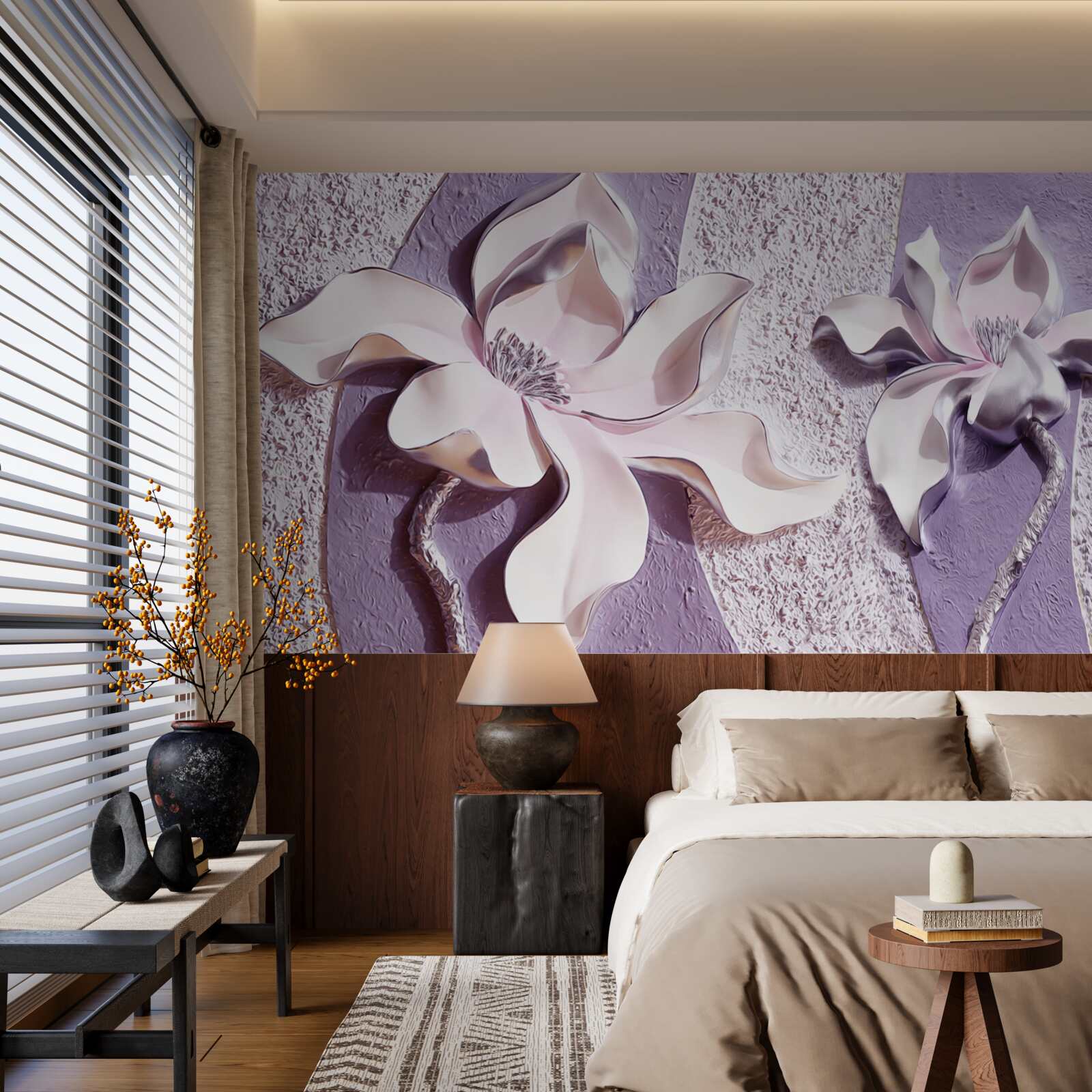 Fototapeta porcelánovo biela ľalia zdobená kamienkami