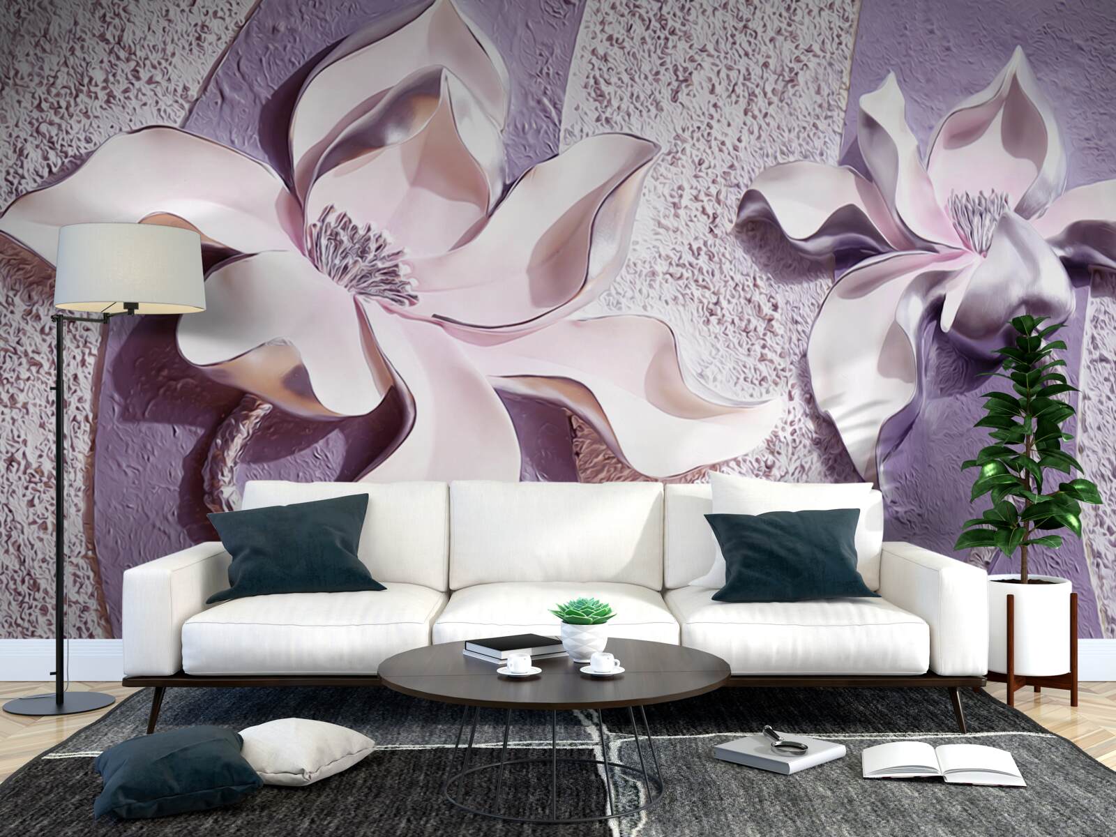 Fototapeta porcelánovo biela ľalia zdobená kamienkami