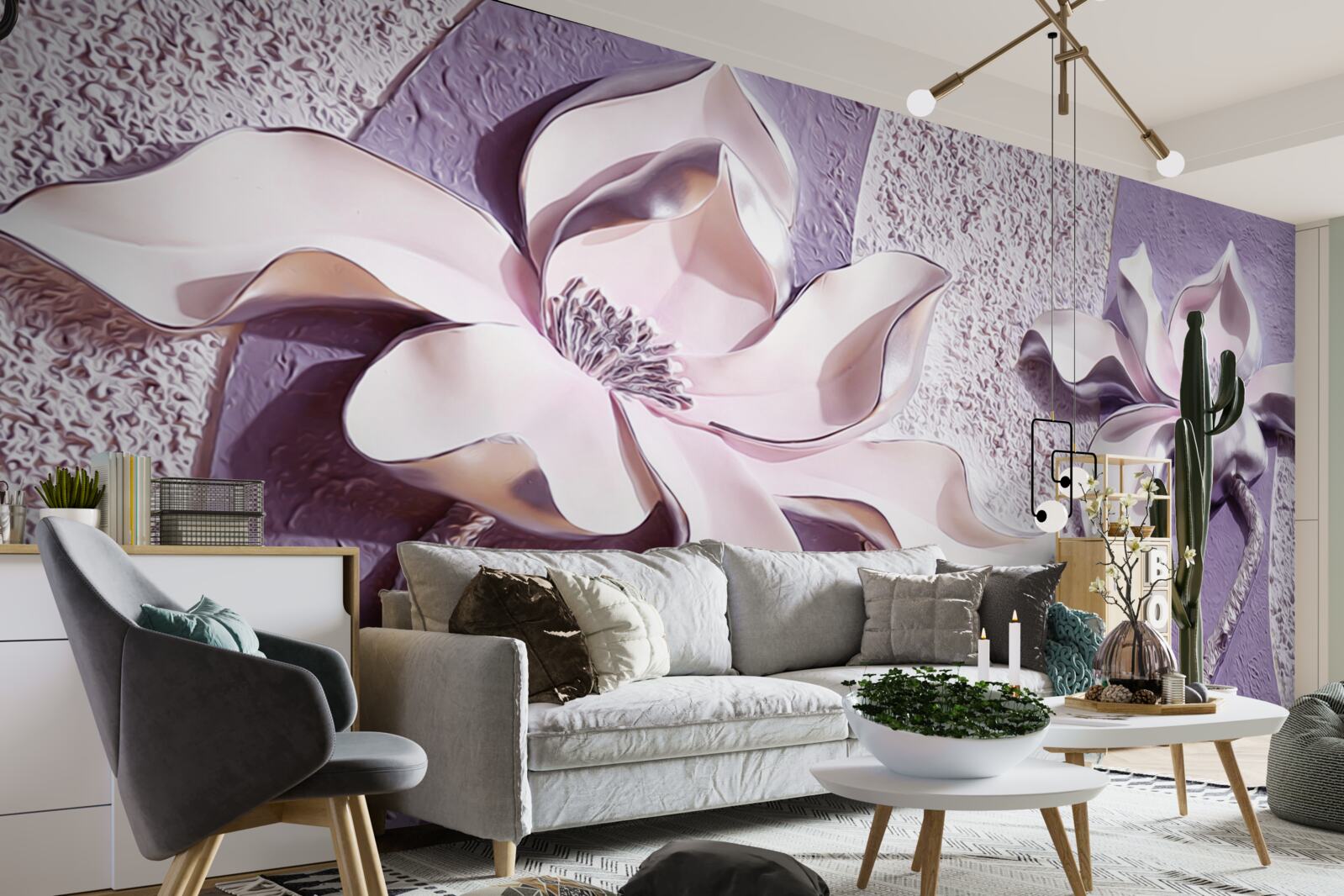 Fototapeta porcelánovo biela ľalia zdobená kamienkami