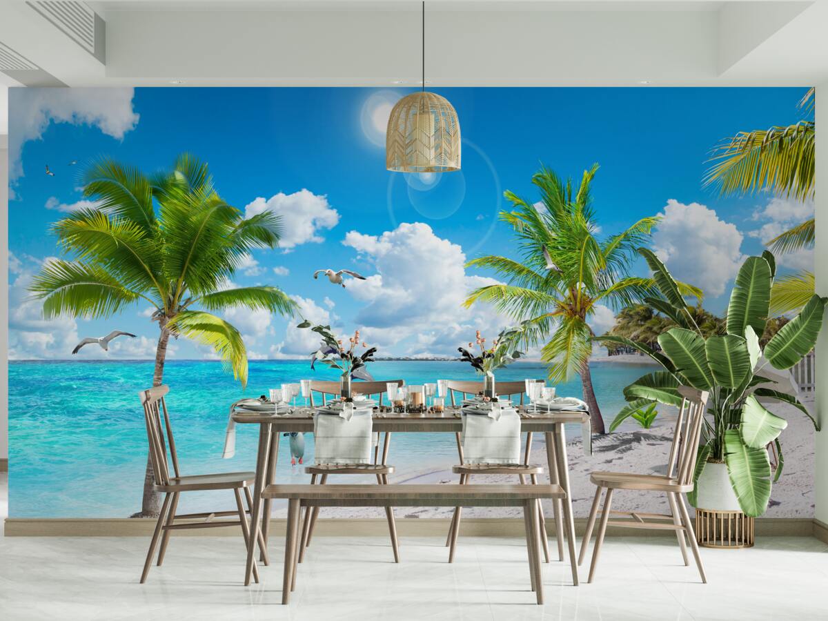 Fototapeta pláž s pieskom a palmami