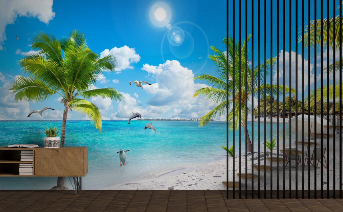 Fototapeta pláž s pieskom a palmami