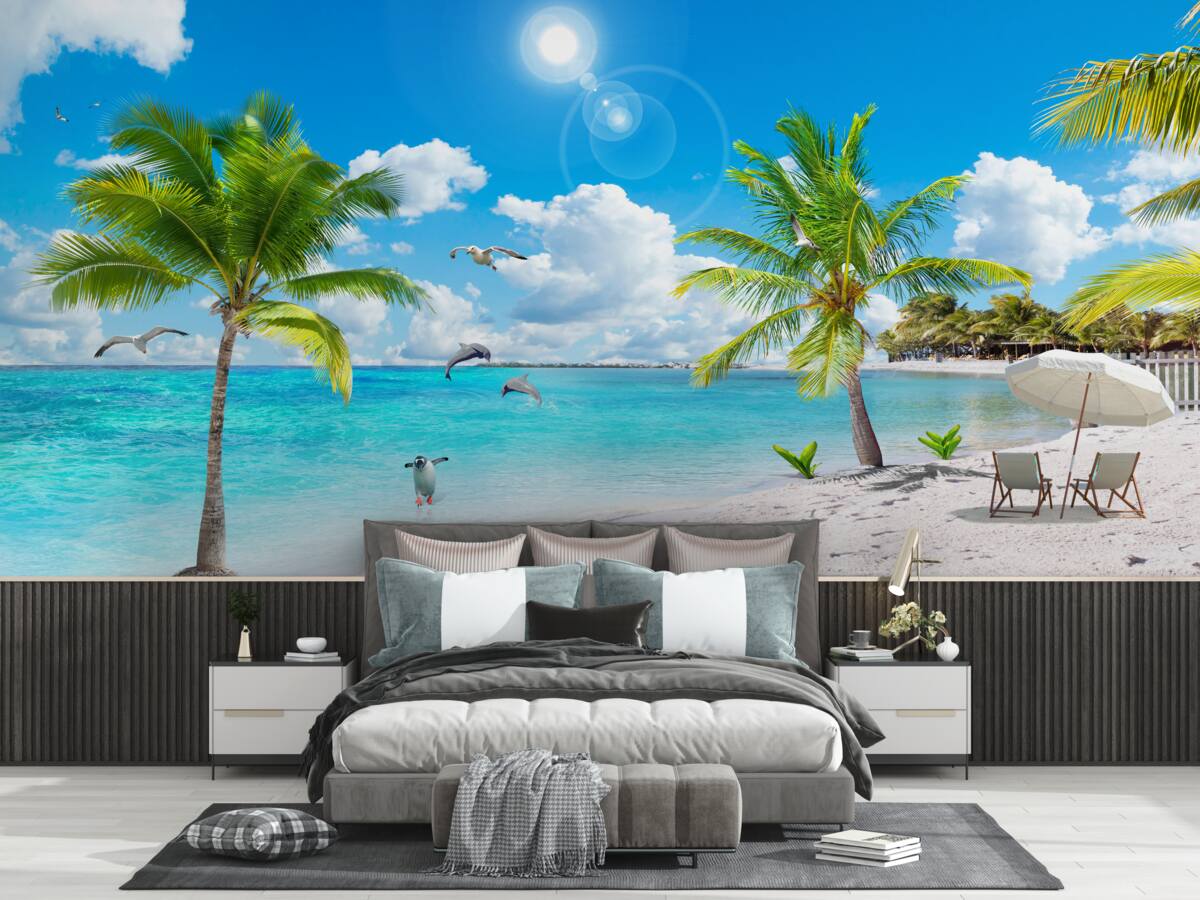 Fototapeta pláž s pieskom a palmami